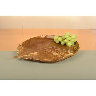 Aulica  COUPE DECORATIVE FEUILLE DOREE 38X29.5X4CM 