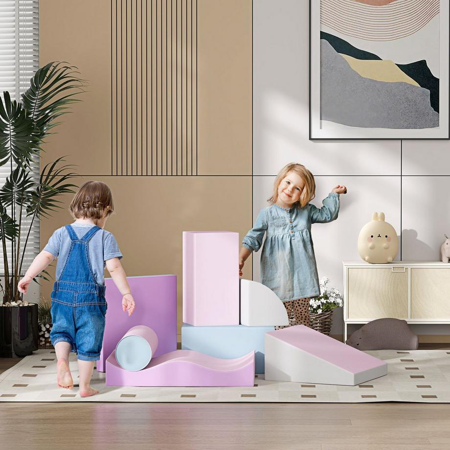 Northio  Softbausteine 7er-Set Schaumstoff Bausteine Riesenbausteine Bauklötze für Kinder 1-3 Jahre Kunstleder EPE Bauspielzeug 