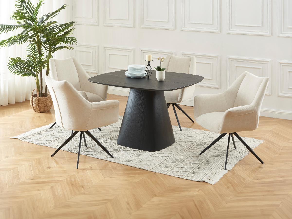 Vente-unique Tavolo da pranzo 4 coperti in MDF Nero  - MINAZELA  