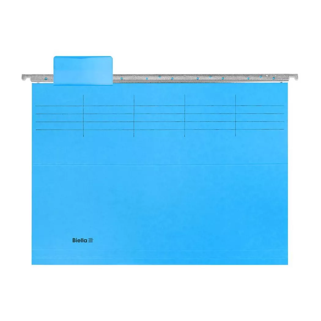 Biella – Hängemappen A4, 25 cm, Set zu 5 Stück, inklusive Zubehör, 25cm, Blau