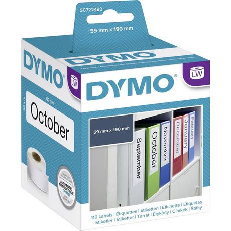 Dymo  Rotolo di etichette 59 x 190 mm Carta Bianco 110 pz. A tenuta permanente Etichetta per raccoglitore da uff 