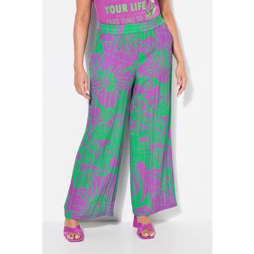 Pantalon à fleurs. Jambe large, taille élastique