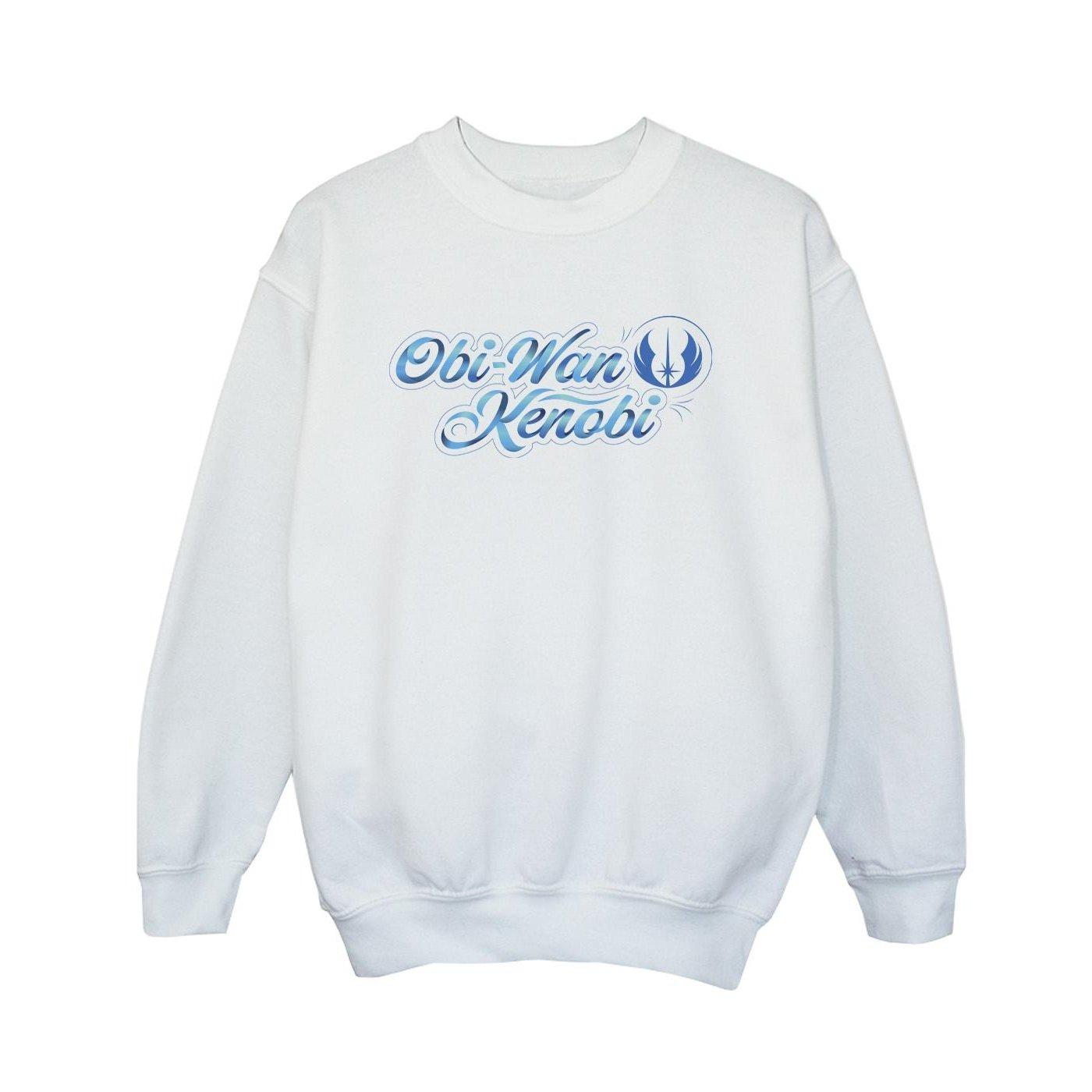 Image of Obiwan Kenobi Ribbon Font Sweatshirt Jungen Weiss 152-158