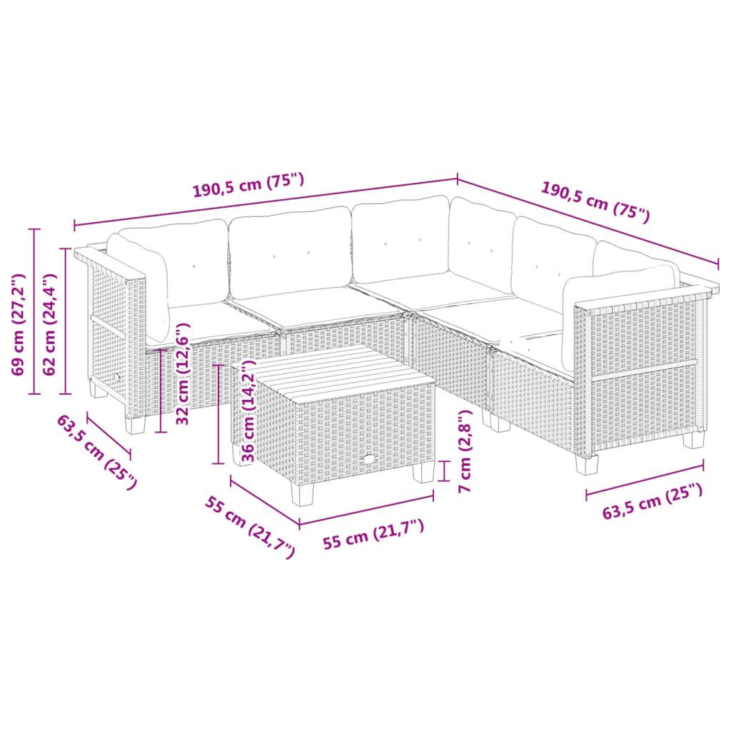 VidaXL set divano da giardino Polirattan  