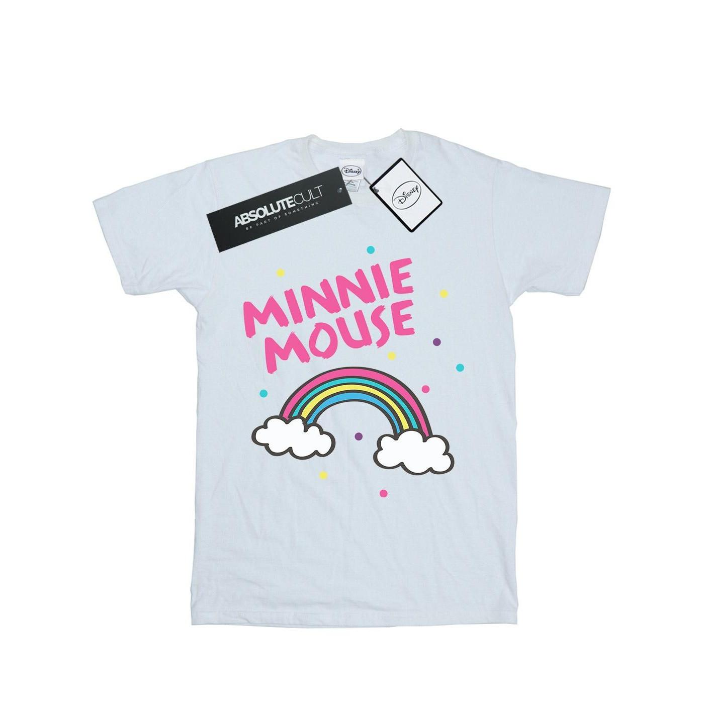 Image of Minnie Mouse Rainbow Dots Tshirt Damen Weiss M