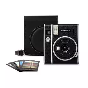 Instax Mini 40 Schwarz Sofortbildkamera + Packung mit 10 Filmen + Schwarze Schutzhülle