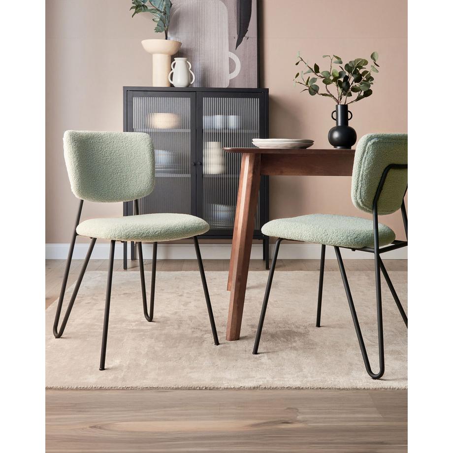 Beliani Lot de 2 chaises de salle à manger en Bouclé Moderne NELKO  