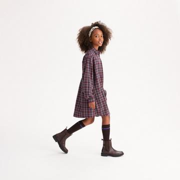 Robe droite manches longues à carreaux