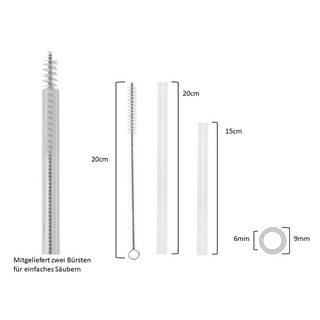 T&N  Glas Strohhalm (12 Trinkhalme, 6x15cm, 6x20cm, Gerade) 