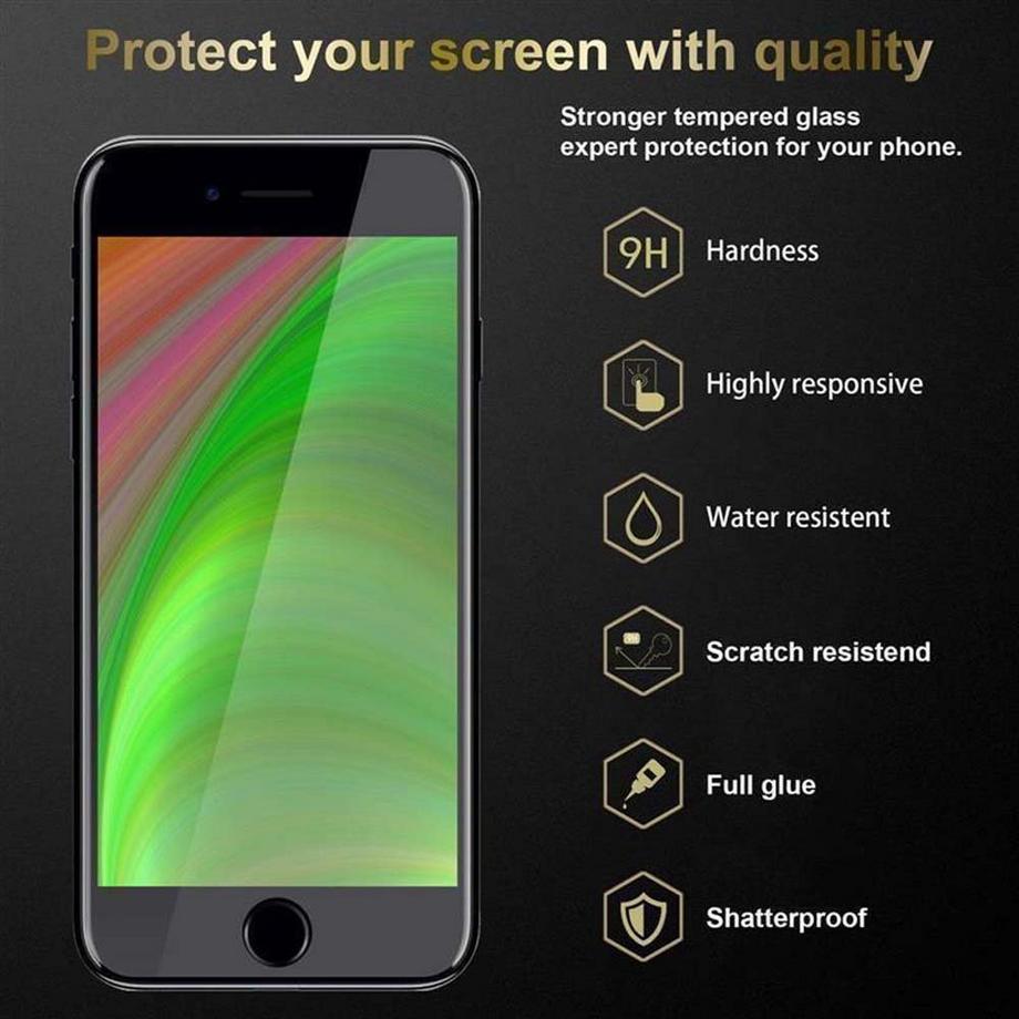 Cadorabo  Vollbild Display-Schutzglas für Apple iPhone 7  7S  8  SE 2020 - Schutzfolie 