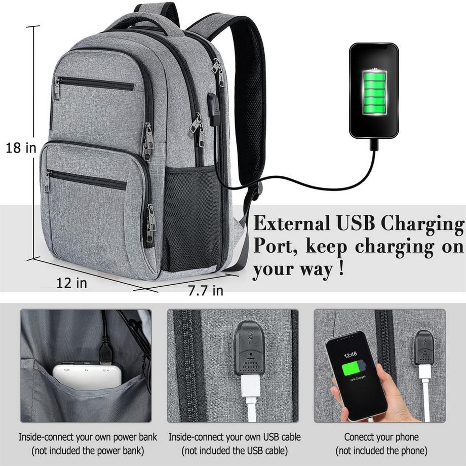 Only-bags.store Sac à dos pour ordinateur portable étanche avec port de chargement USB  