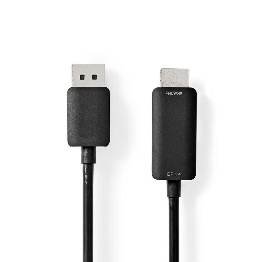 Displayport-Kabel | DisplayPort-Stecker | HDMI™-Anschluss | 4K@60Hz | Vernickelt | 2,00 m | Rund | PVC | Schwarz | Plastiktüte