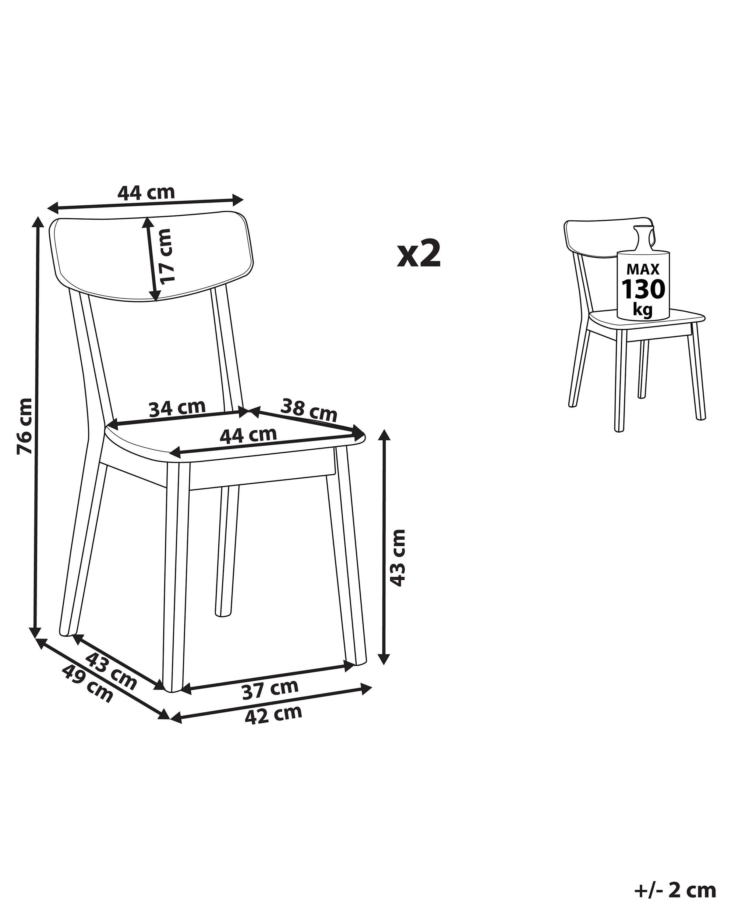 Beliani Lot de 2 chaises de salle à manger en MDF Scandinave SANTOS  