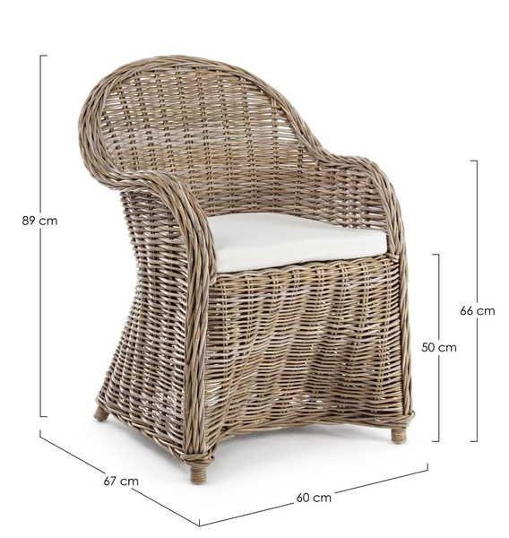 mutoni Fauteuil de jardin Martin naturel  