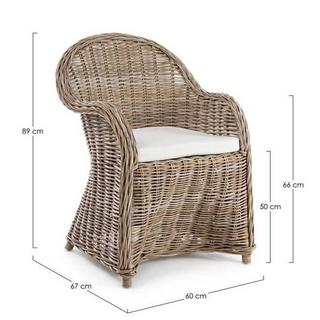 mutoni Fauteuil de jardin Martin naturel  