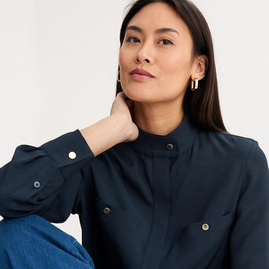 La Redoute Collections Mao Kragen Langarm Bluse  