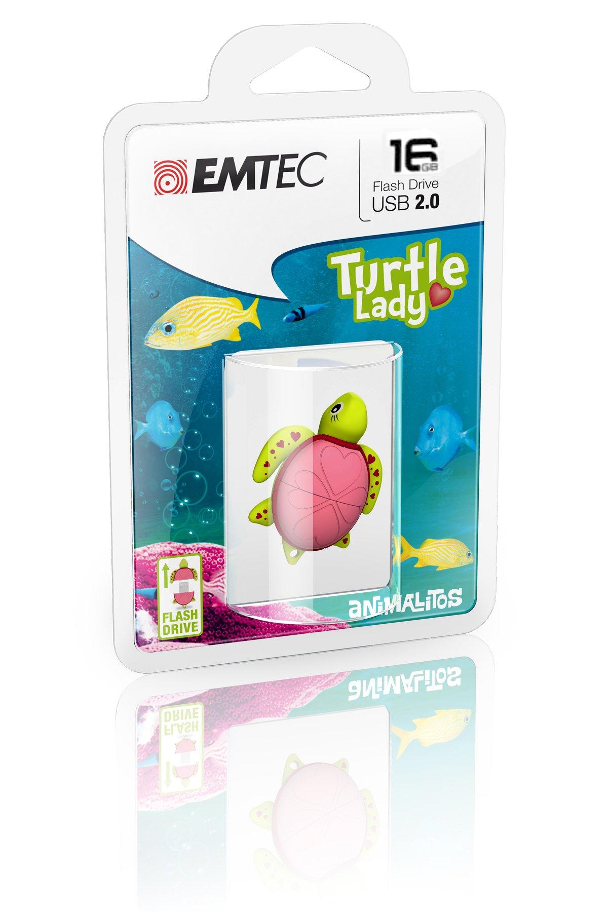 EMTEC  Emtec Turtle Lady lecteur USB flash 16 Go USB Type-A 2.0 Vert, Rose 