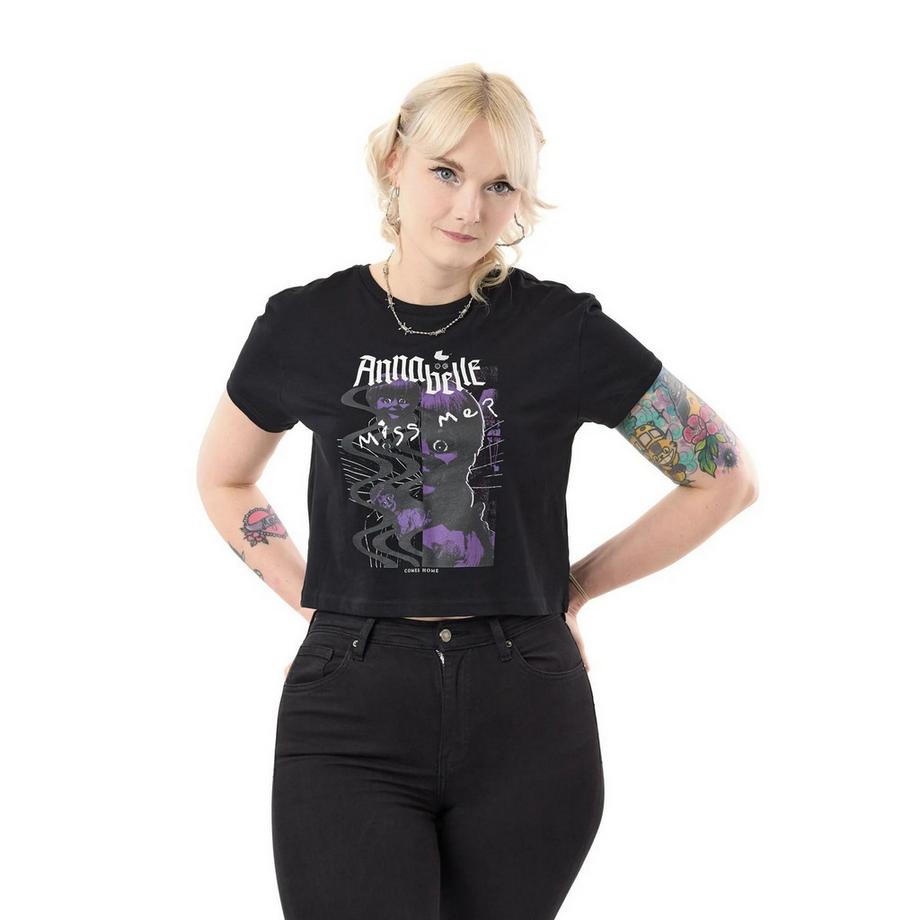 Annabelle Logo Print Kurzarm Cropped Top  