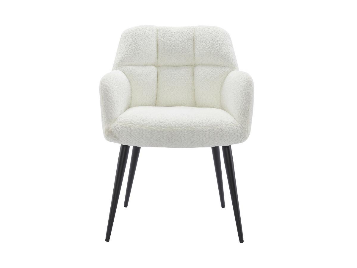 PASCAL MORABITO Sedia con braccioli Tessuto bouclette e Metallo Bianco - Lotto di 6 - PEGA  