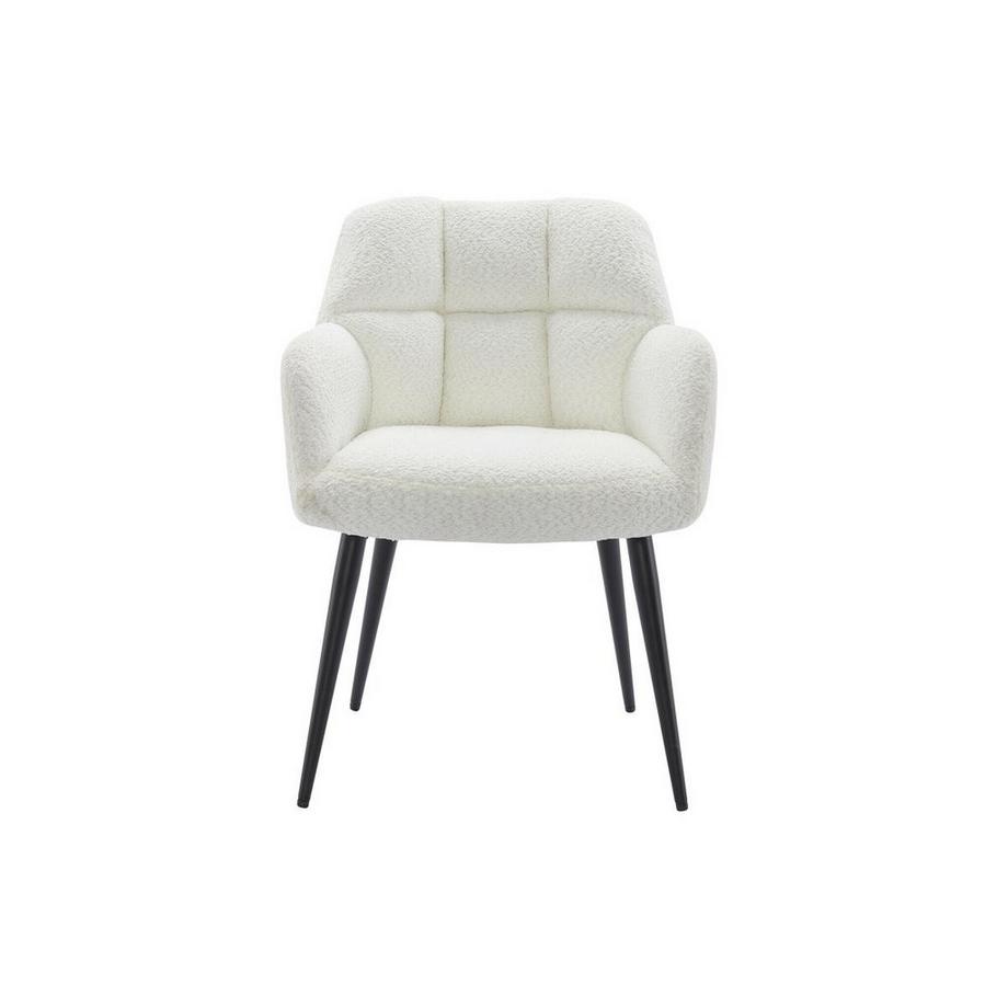 PASCAL MORABITO Sedia con braccioli Tessuto bouclette e Metallo Bianco - Lotto di 6 - PEGA  