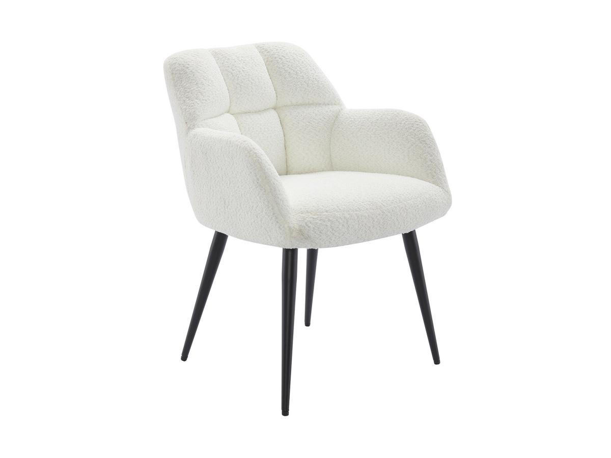 PASCAL MORABITO Sedia con braccioli Tessuto bouclette e Metallo Bianco - Lotto di 6 - PEGA  