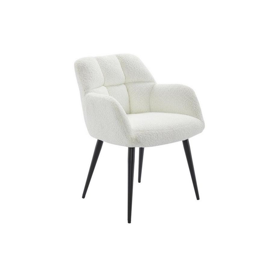 PASCAL MORABITO Sedia con braccioli Tessuto bouclette e Metallo Bianco - Lotto di 6 - PEGA  