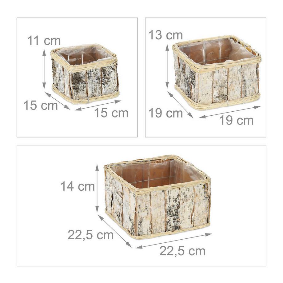 B2X Rechteckiger Blumentopf - 3er-Set  