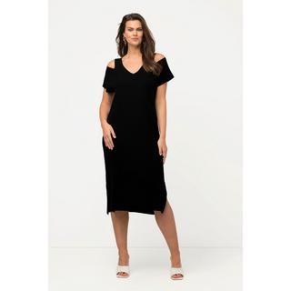 Ulla Popken  Abito midi di maglia con apertura, scollo a V e mezze maniche 