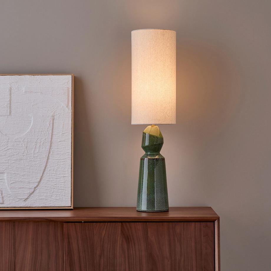 Lampe à poser en céramique et lin
