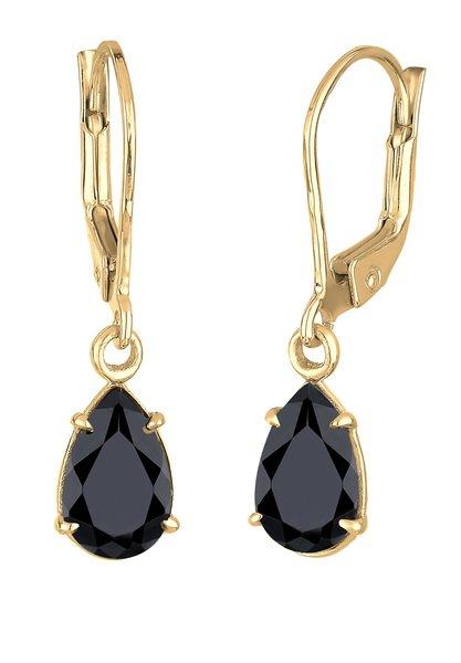 Image of Ohrringe Tropfen Kristalle Damen Schwarz ONE SIZE