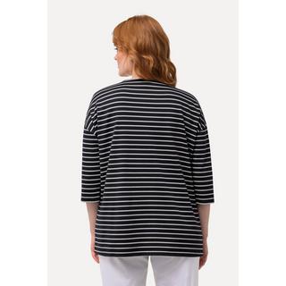 Ulla Popken  Maglia dal taglio oversize con ricami, scollo a girocollo e maniche a 3/4 