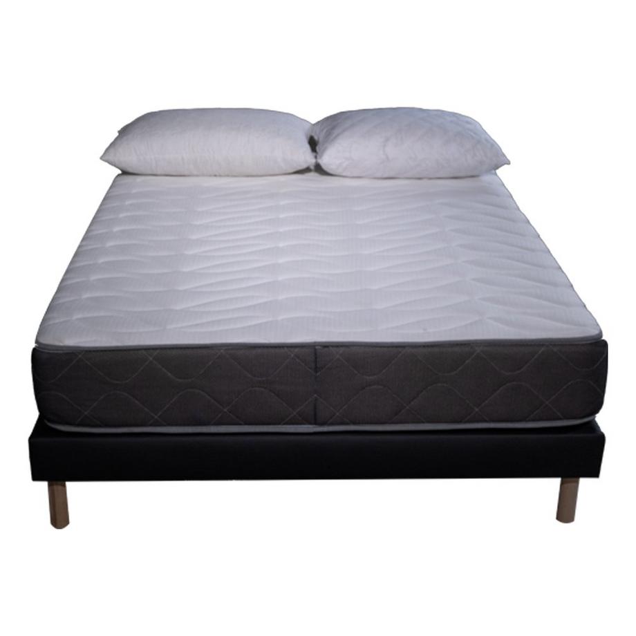 AB Matelas  Matratzen-Set Luxe | 160x200 mit 2 Kissen 50x70 | Schaumstoff | 24 cm | gepolstertes Lattenrost in Schwarz 