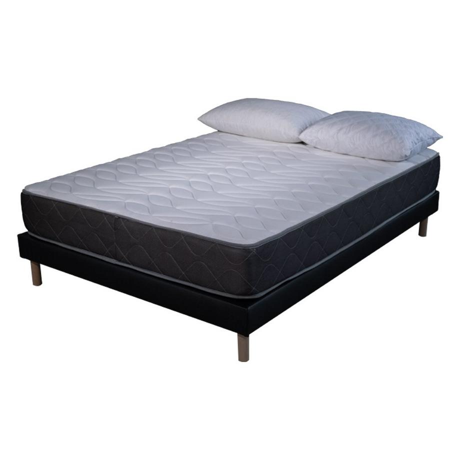 AB Matelas  Matratzen-Set Luxe | 160x200 mit 2 Kissen 50x70 | Schaumstoff | 24 cm | gepolstertes Lattenrost in Schwarz 