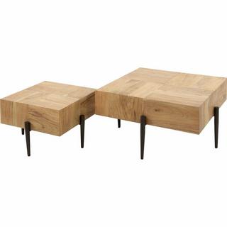 mutoni Table basse Blocks acacia naturel (lot de 2)  