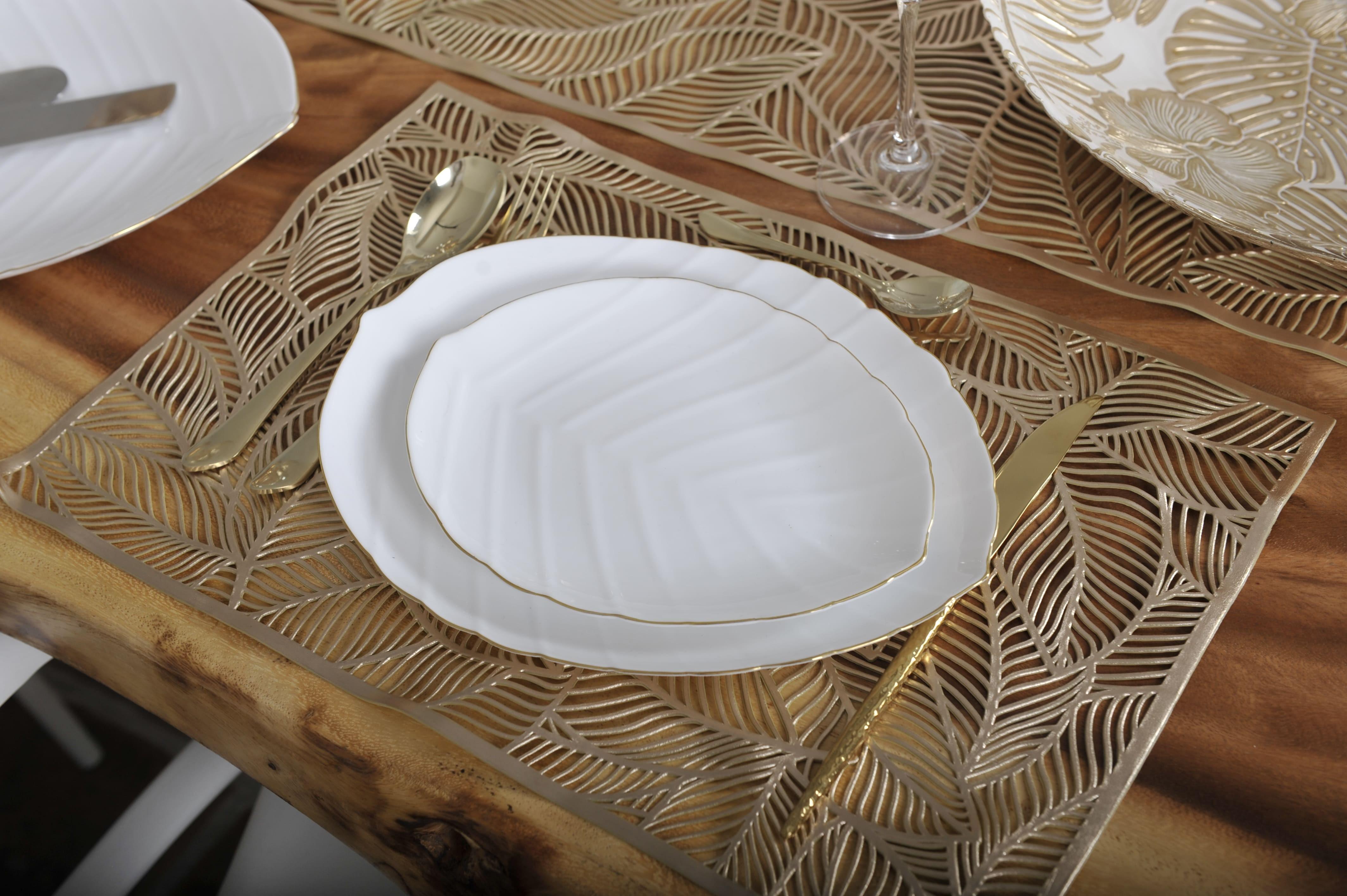 Aulica ASSIETTE PLATE FEUILLE BLANCHE PAR BOITE DE - 6  