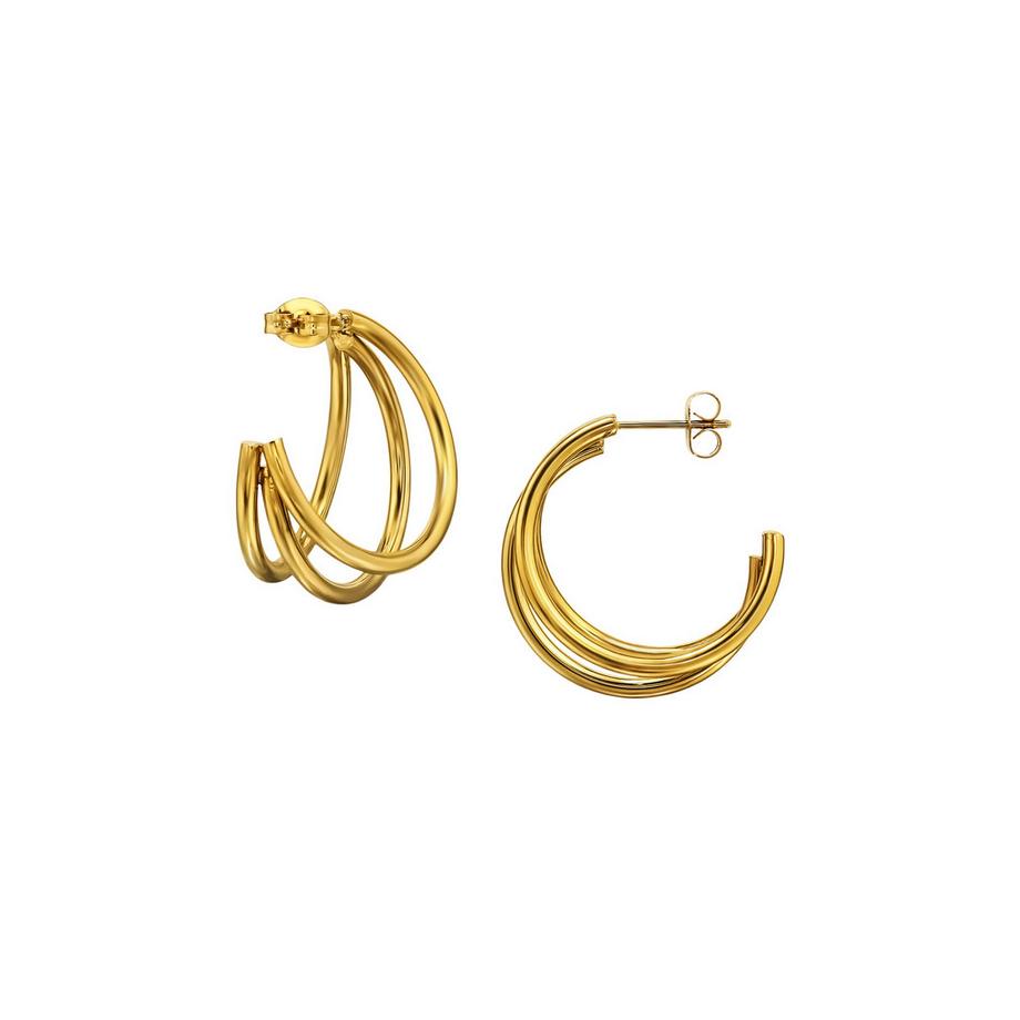 Maxte  Halbe Creolen/Ohrstecker mit Drei Gebogenen Stäben aus Edelstahl 