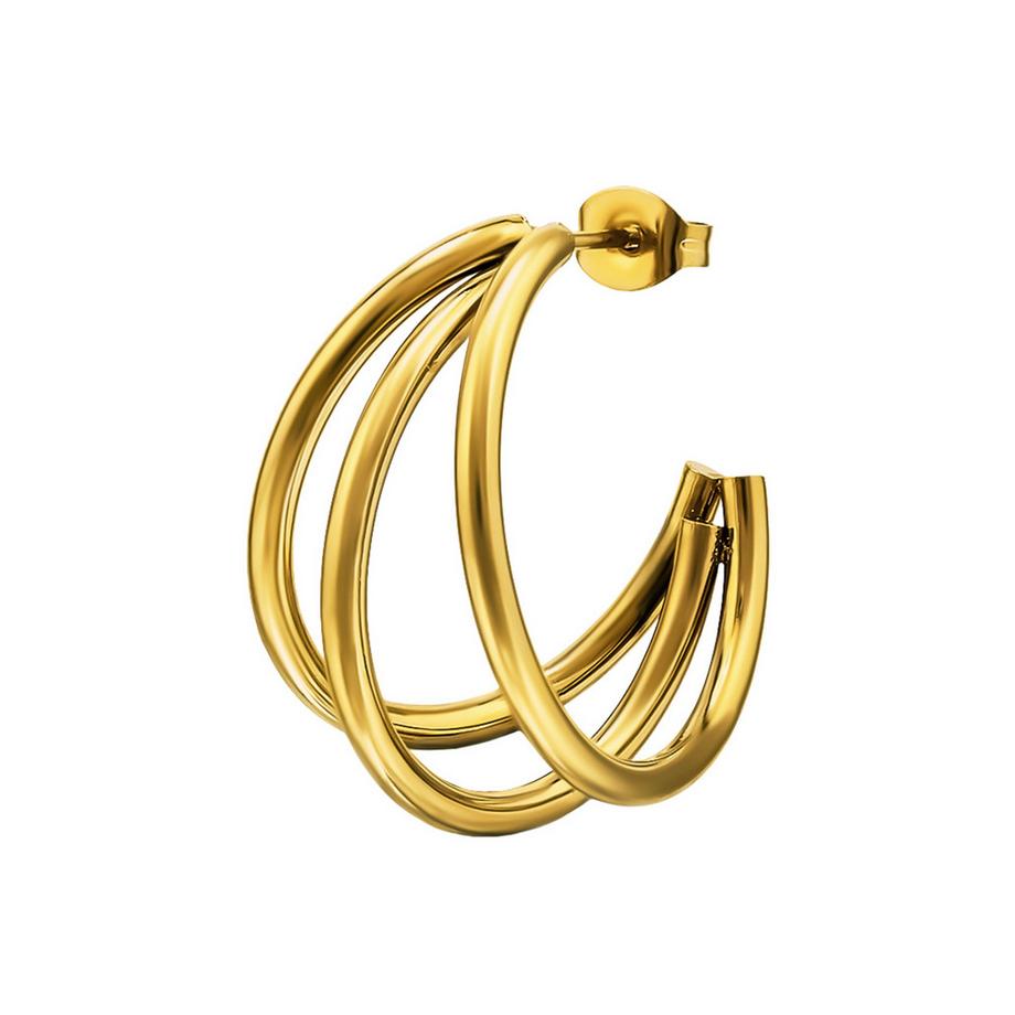 Maxte  Halbe Creolen/Ohrstecker mit Drei Gebogenen Stäben aus Edelstahl 