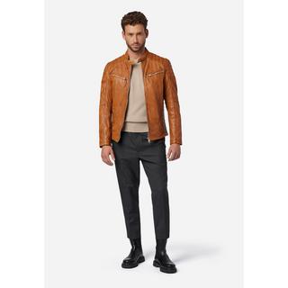 RICANO  Blouson en cuir pour homme Cooper - style motard avec col montant 