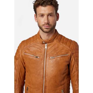 RICANO  Giacca in pelle da uomo Cooper - stile biker con collo alto 