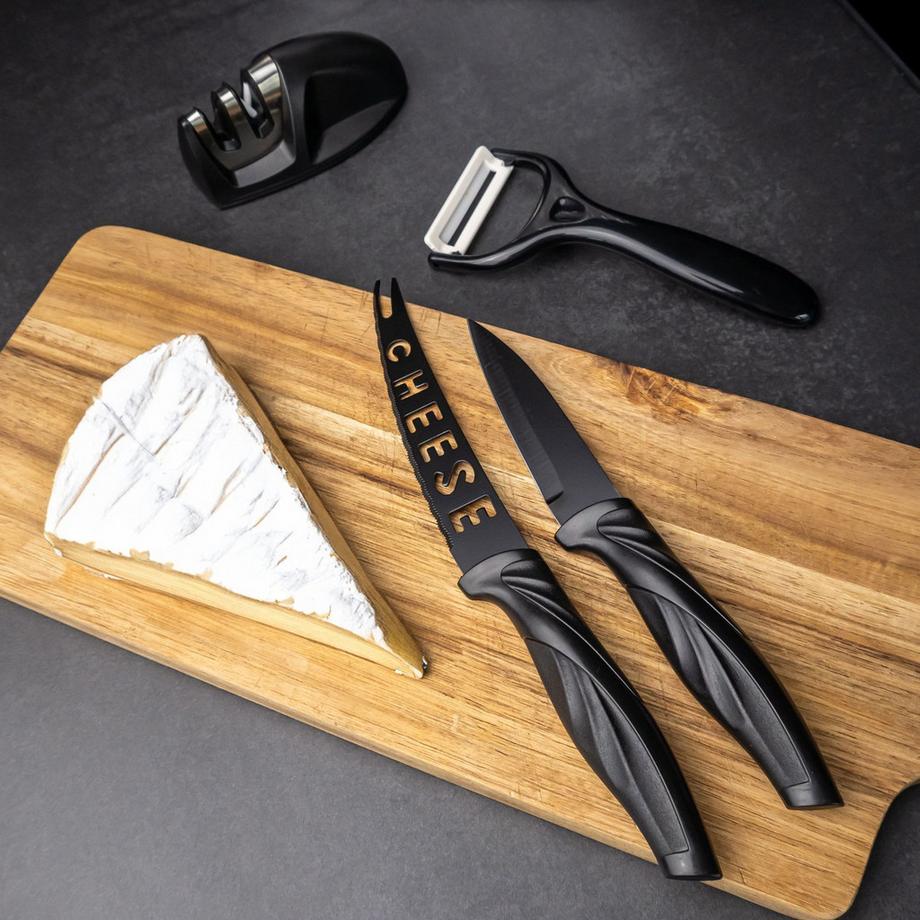 Intirilife 17-teiliges Set Küchenmesser mit Messerblock und Schärfer Sparschäler multifunktionale Schere und Messer  