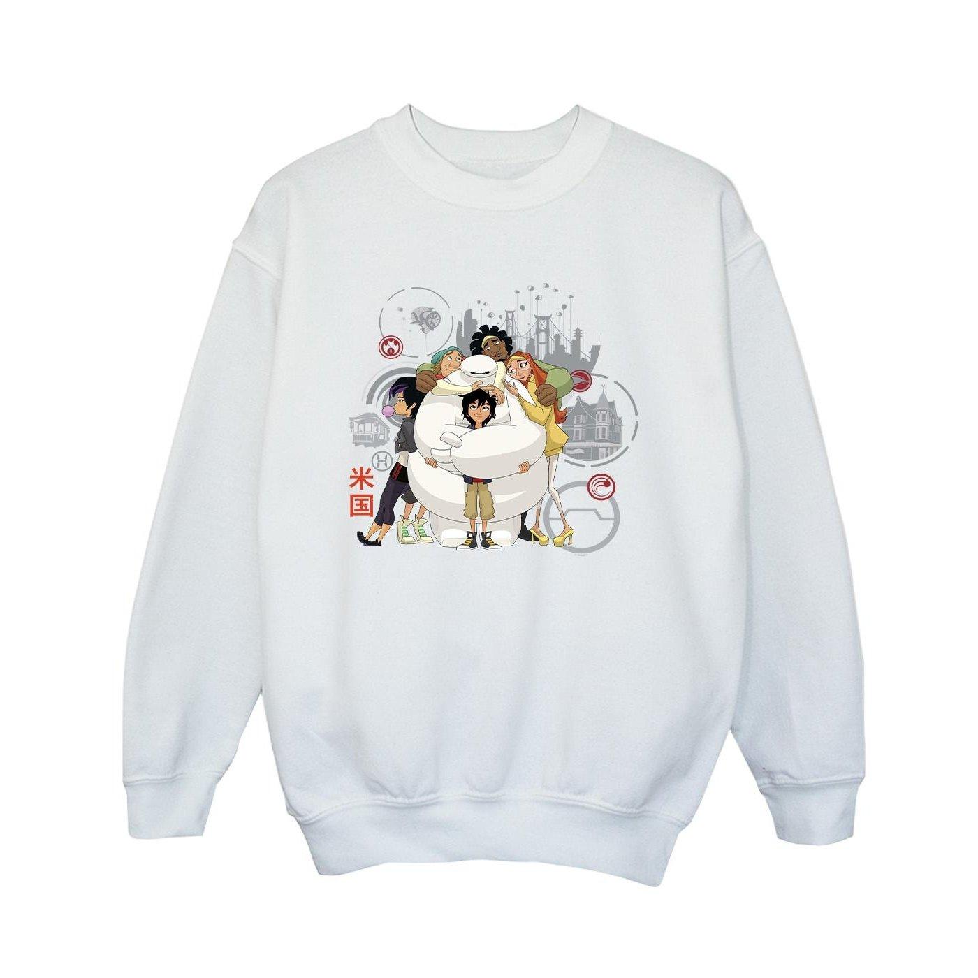 Image of Big Hero 6 Baymax Group Hug Sweatshirt Unisex Weiss 140/146