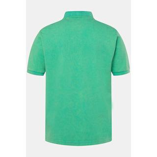 JP1880  Polo à manches courtes en maille piquée, style vintage bleu turquoise 