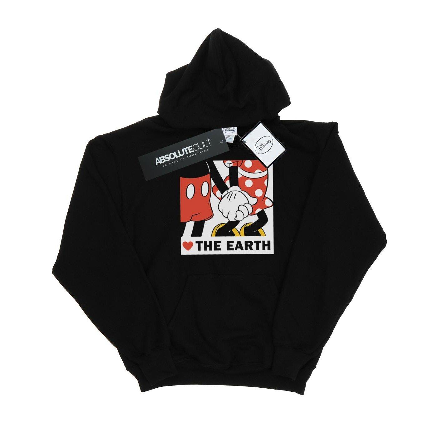 Image of Mickey Mouse Heart The Earth Kapuzenpullover Unisex Schwarz 140/146