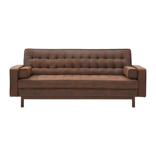 Vente-unique Schlafsofa Klappsofa - Microfaser - Vintage-Optik - Braun - ELEANOR II  