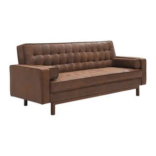 Vente-unique Schlafsofa Klappsofa - Microfaser - Vintage-Optik - Braun - ELEANOR II  