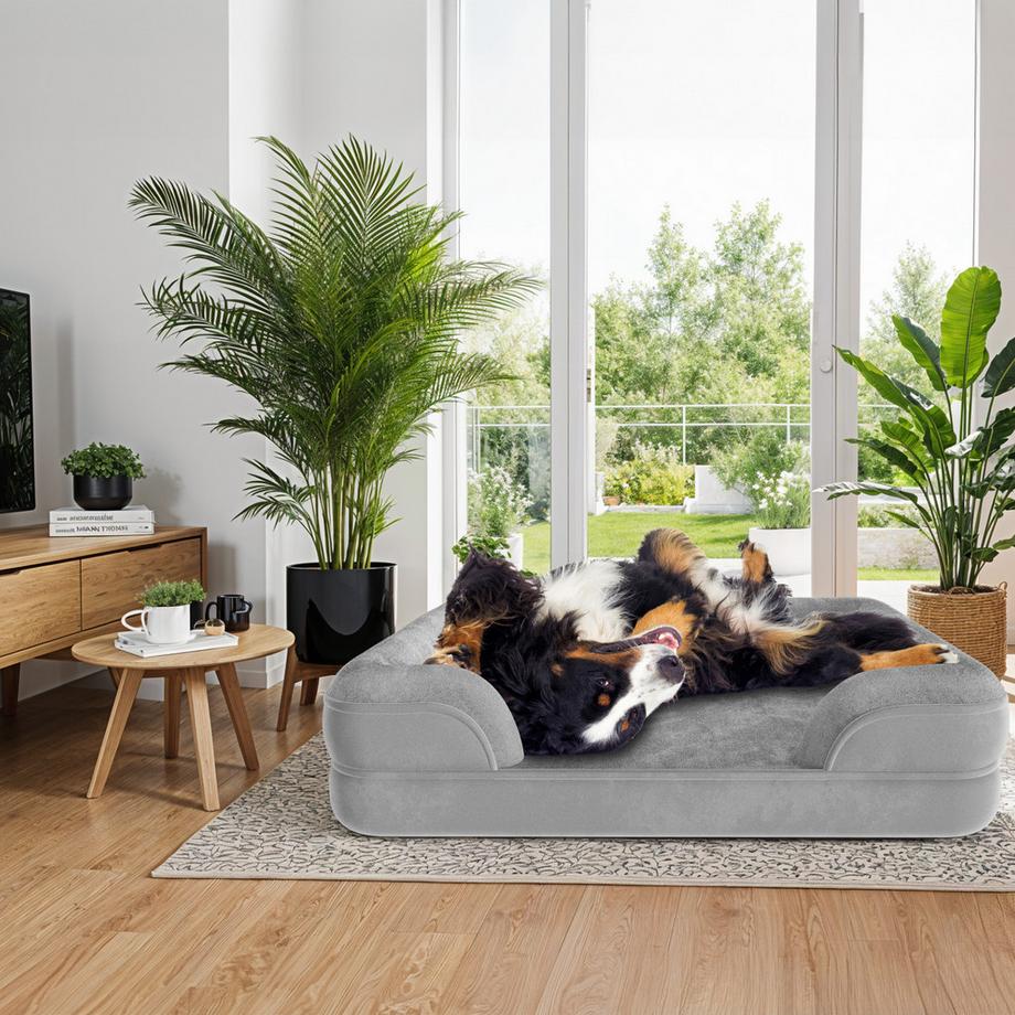Tectake  Lettino per cani ortopedico Kimba con rivestimento in peluche rimovibile ed impermeabile 