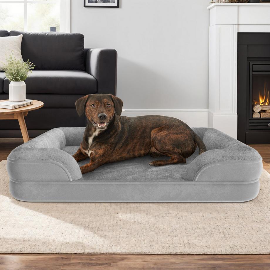 Tectake  Lettino per cani ortopedico Kimba con rivestimento in peluche rimovibile ed impermeabile 