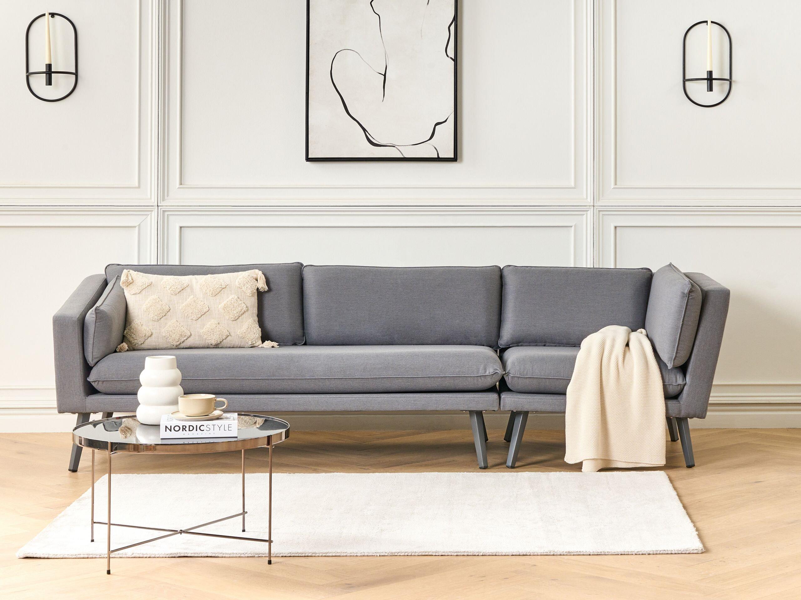 Beliani Divano angolare en Tessuto Moderno LORETELLO  