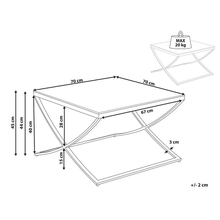 Beliani Table basse en Acier inox Glamour RINGGOLD  