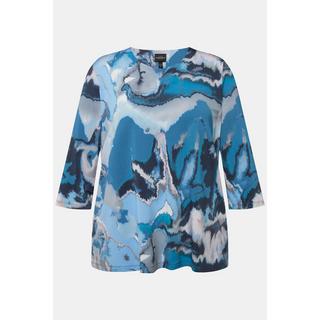 Ulla Popken  Slinkyshirt, Marmor-Design, A-Linie, 3/4-Arm 